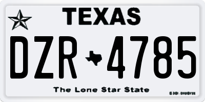 TX license plate DZR4785