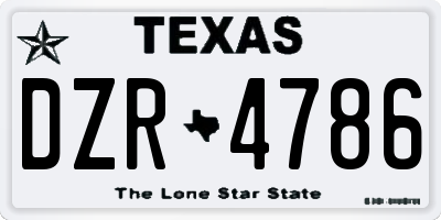 TX license plate DZR4786