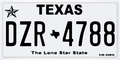 TX license plate DZR4788