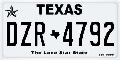 TX license plate DZR4792