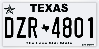 TX license plate DZR4801