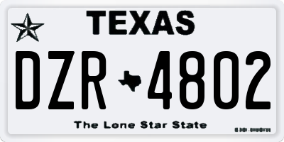 TX license plate DZR4802