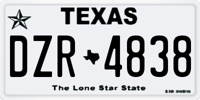 TX license plate DZR4838