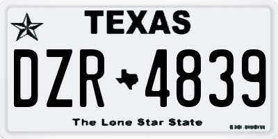 TX license plate DZR4839