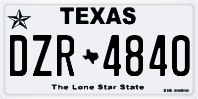 TX license plate DZR4840
