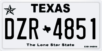 TX license plate DZR4851