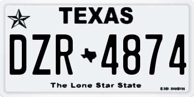 TX license plate DZR4874