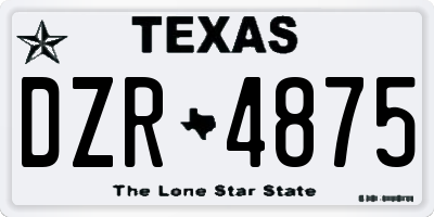 TX license plate DZR4875