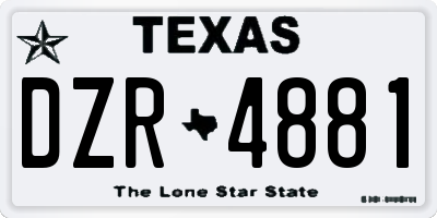 TX license plate DZR4881