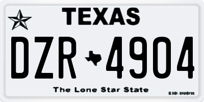 TX license plate DZR4904