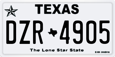 TX license plate DZR4905
