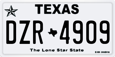 TX license plate DZR4909