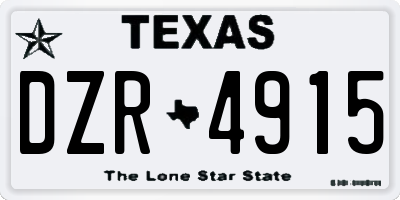 TX license plate DZR4915