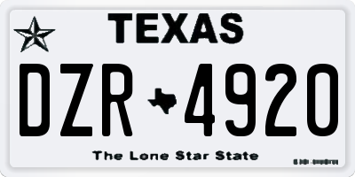 TX license plate DZR4920