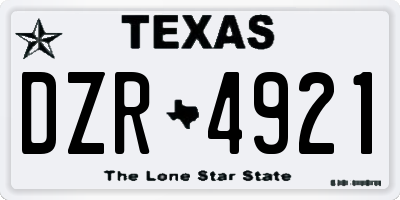TX license plate DZR4921