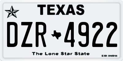 TX license plate DZR4922