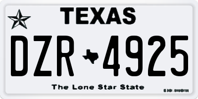 TX license plate DZR4925