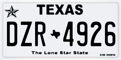 TX license plate DZR4926