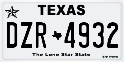 TX license plate DZR4932