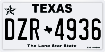 TX license plate DZR4936