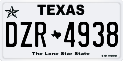 TX license plate DZR4938