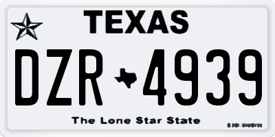 TX license plate DZR4939