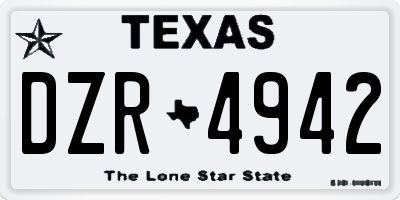 TX license plate DZR4942