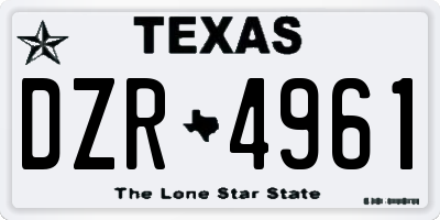 TX license plate DZR4961