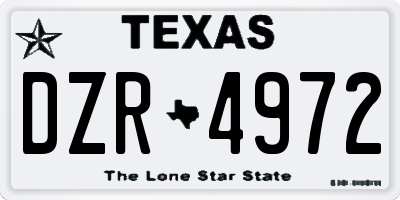 TX license plate DZR4972