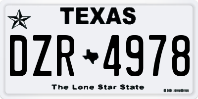 TX license plate DZR4978