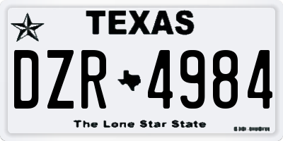TX license plate DZR4984