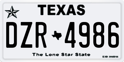 TX license plate DZR4986