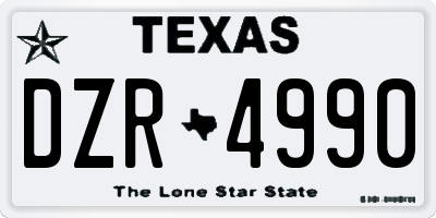 TX license plate DZR4990