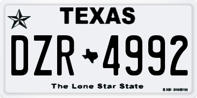 TX license plate DZR4992