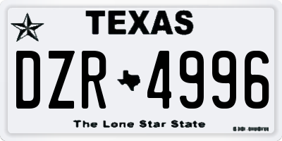 TX license plate DZR4996