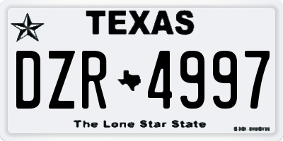 TX license plate DZR4997