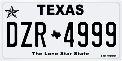 TX license plate DZR4999