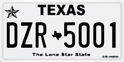 TX license plate DZR5001