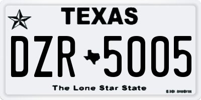 TX license plate DZR5005