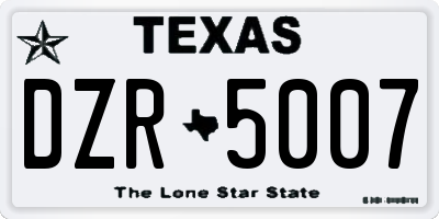 TX license plate DZR5007