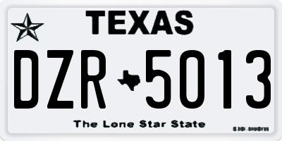 TX license plate DZR5013