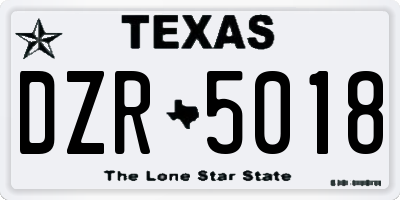 TX license plate DZR5018