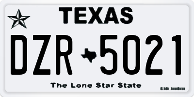 TX license plate DZR5021