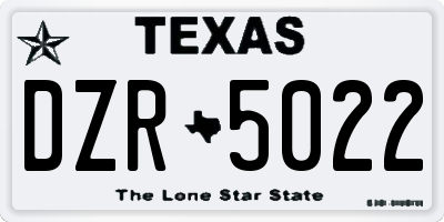 TX license plate DZR5022
