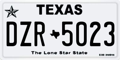 TX license plate DZR5023