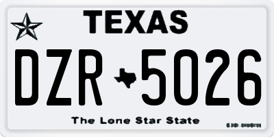 TX license plate DZR5026