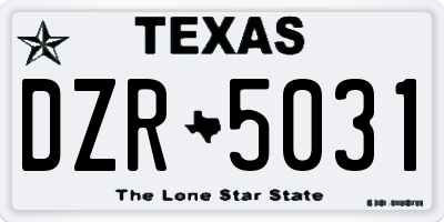 TX license plate DZR5031