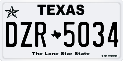 TX license plate DZR5034