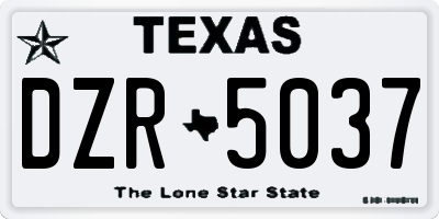TX license plate DZR5037