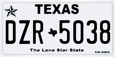 TX license plate DZR5038